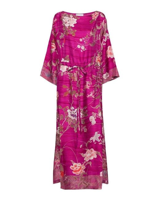 Pierre Louis Mascia Pink Printed Silk Long Dress