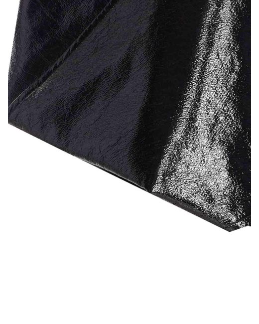 Courreges Black Fold Vinyl Mini Skirt