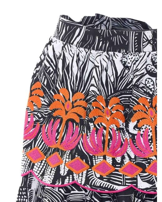 Farm Rio White Ruta Maxi Ruffled Skirt