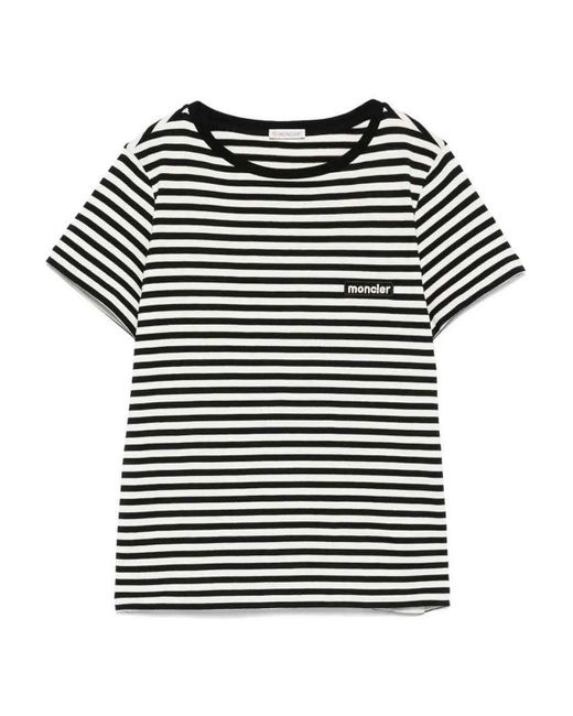 Moncler Black Striped Cotton T-Shirt