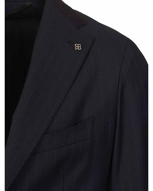 Tagliatore Black Montecarlo Pinstriped Suit for men