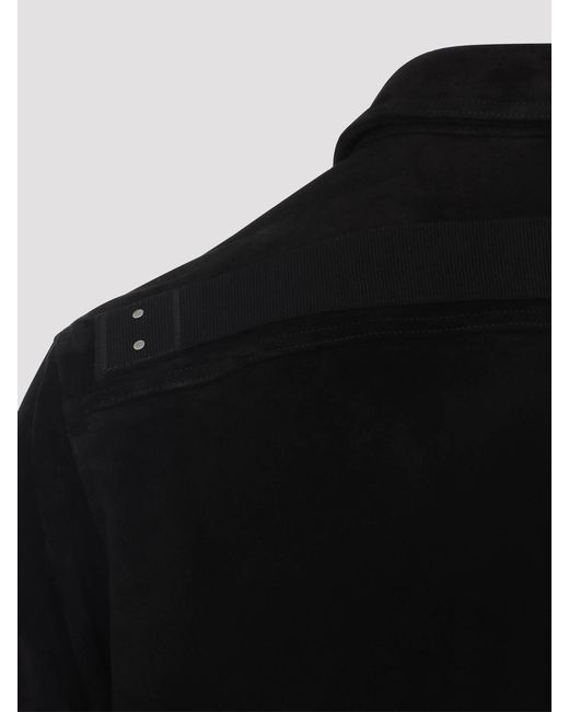 Rick Owens Black Suede Leather Outer Shirt for men