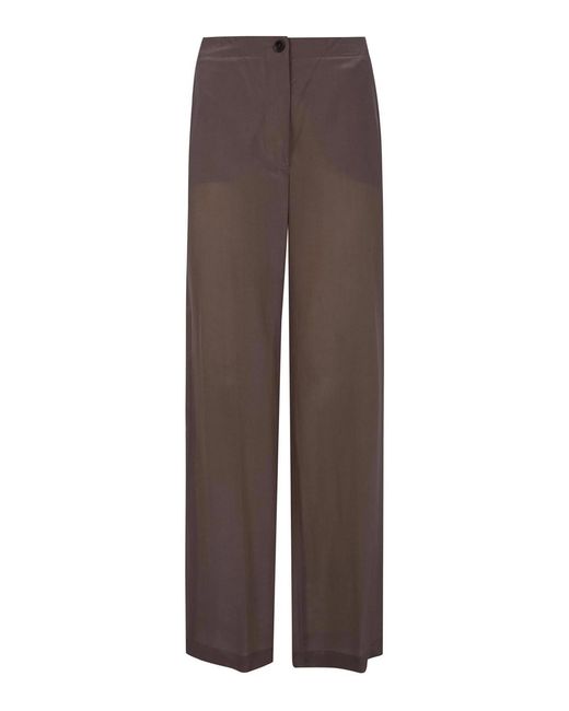 Seventy Brown Mixed Silk Sand Wash Trousers