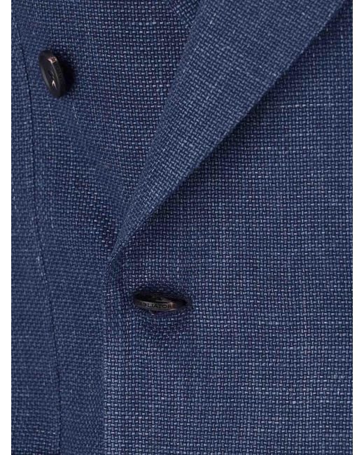 Tagliatore Blue Double-Breasted Blazer for men