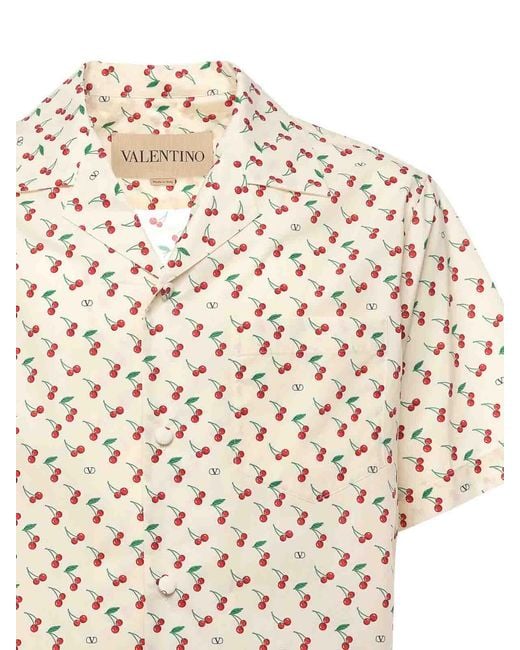 Valentino Garavani White Cherryfic Print Bowling Shirt for men