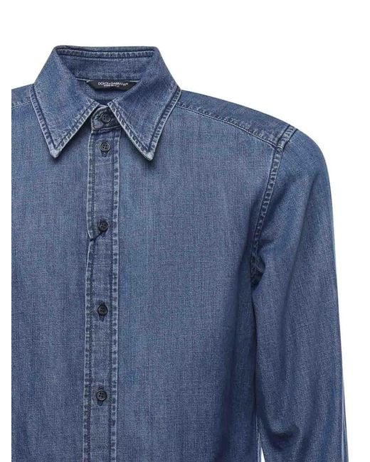 Dolce & Gabbana Blue Denim Shirts for men