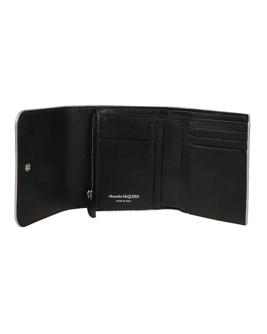 Alexander McQueen Gray Seal Card Holder In Leather