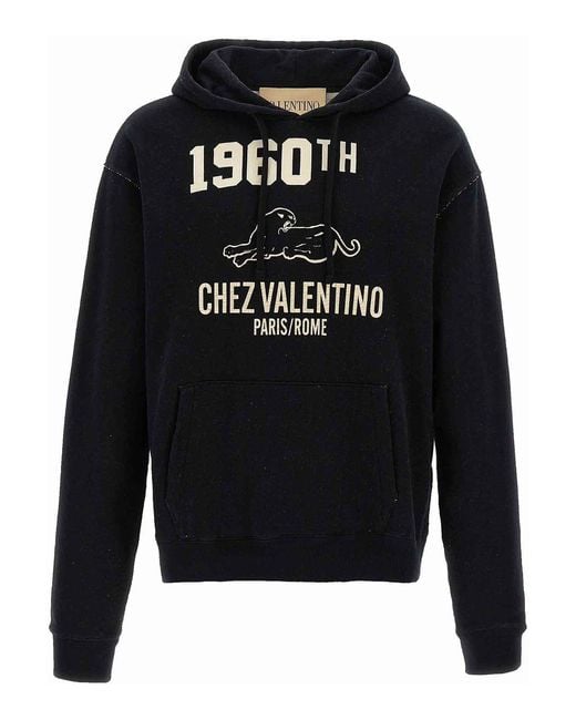 Valentino Garavani Black Printed Hoodie for men