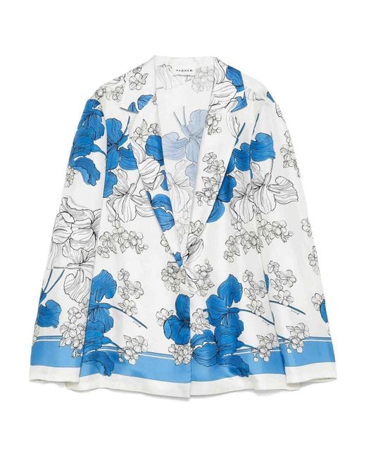 P.A.R.O.S.H. Blue Floral-Print Blazer