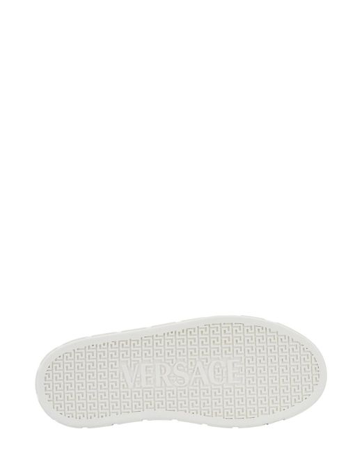 Versace White Leather Sneakers With La Greca Motif