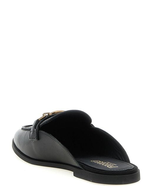 Pinko Black Mule En Cuir Naty 09 À Logo