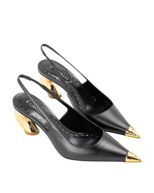 Roberto Cavalli Black Leather Plateau