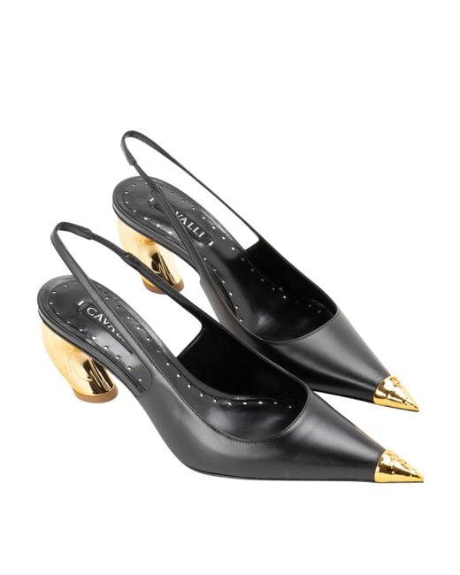 Roberto Cavalli Black Leather Plateau