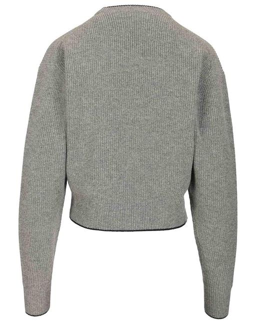 Chloé Gray Cropped Fitted Shirt With Logo