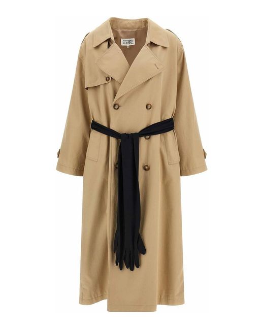 MM6 by Maison Margiela Natural Trench Coat With Gloves