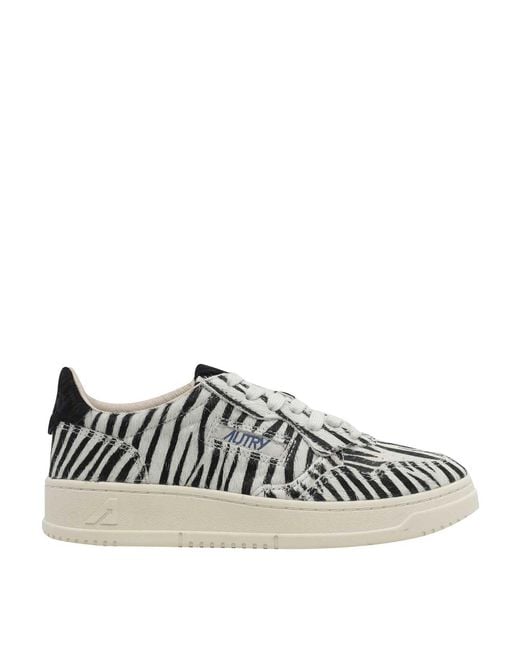 Autry Black Medalist Zebra Print Sneakers