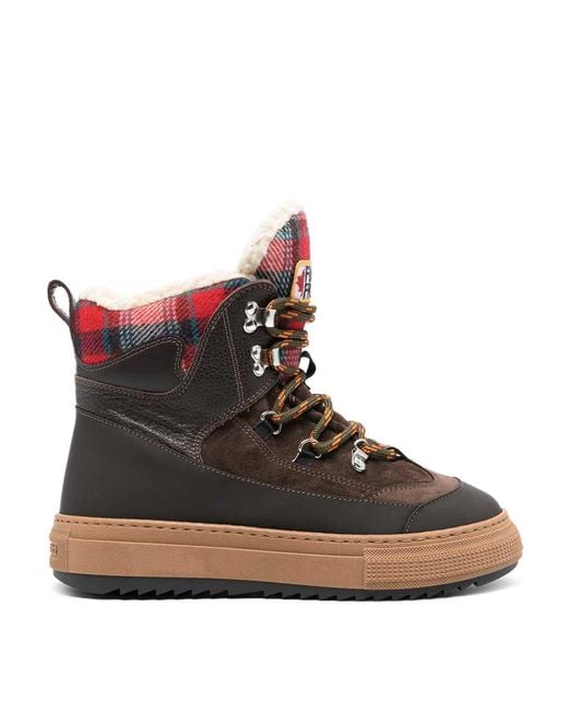 DSquared² Brown Lace-Up High Top Boots