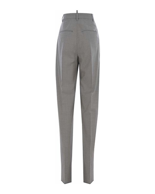 DSquared² Gray Houndstooth Wool Blend Trousers