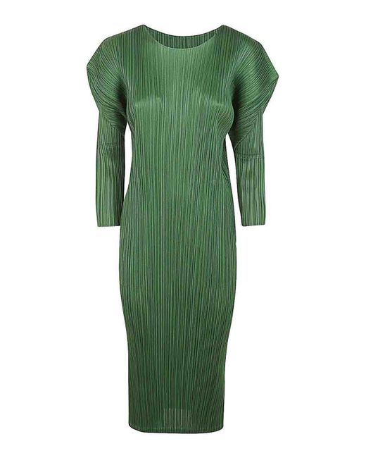 Pleats Please Issey Miyake Green Monthly Colors Febraury Long Dress