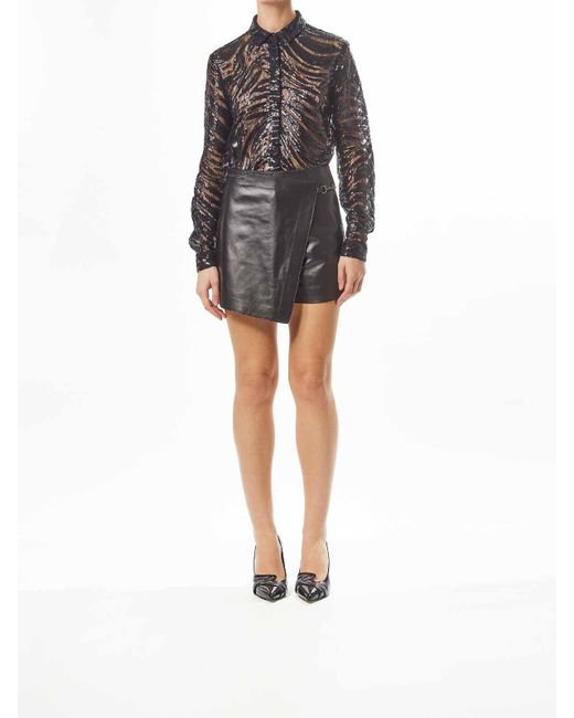 Karl Lagerfeld Black Leather Shorts