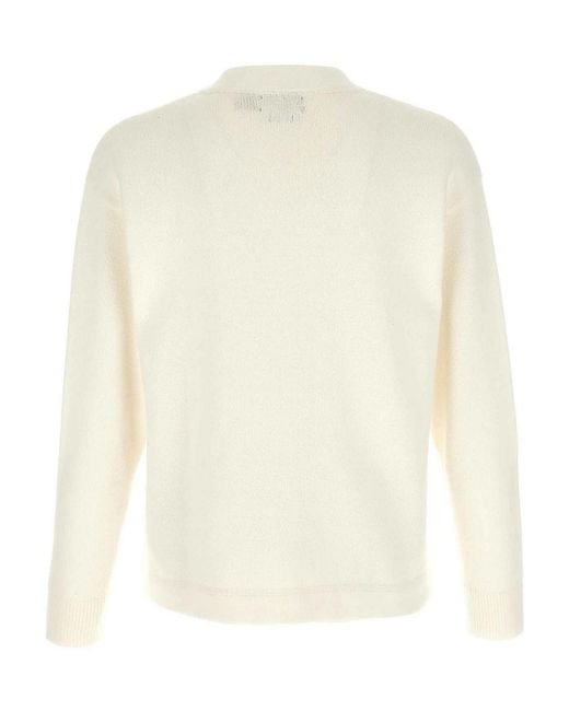 Polo Ralph Lauren White Letter Intarsia Cardigan for men