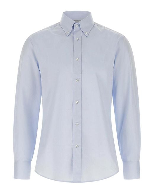 Brunello Cucinelli Blue Button-Down Shirt for men