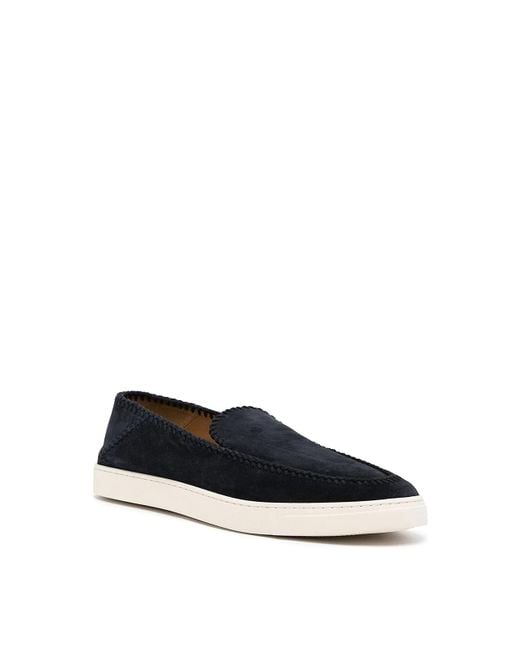 Giorgio Armani Black Suede Loafers With Embroidered Edging for men
