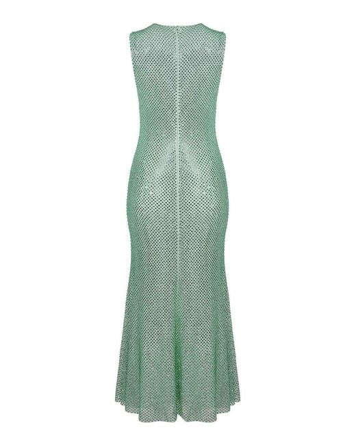 Self-Portrait Green Dress Made Of A Mix Of Polyester