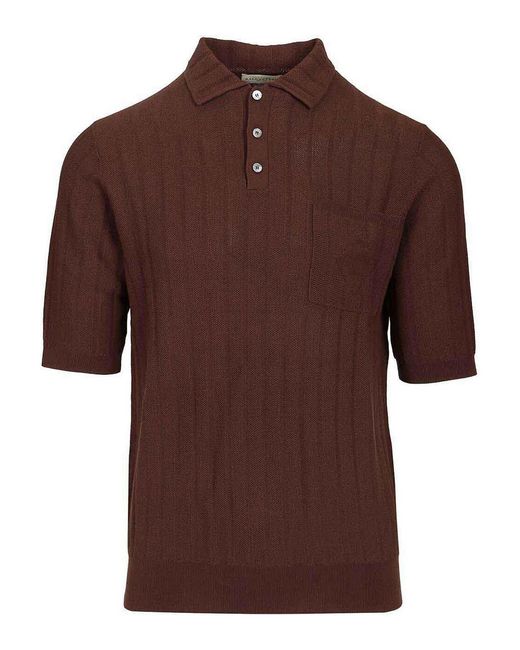 Ballantyne Brown Cotton Knit Polo Shirt for men