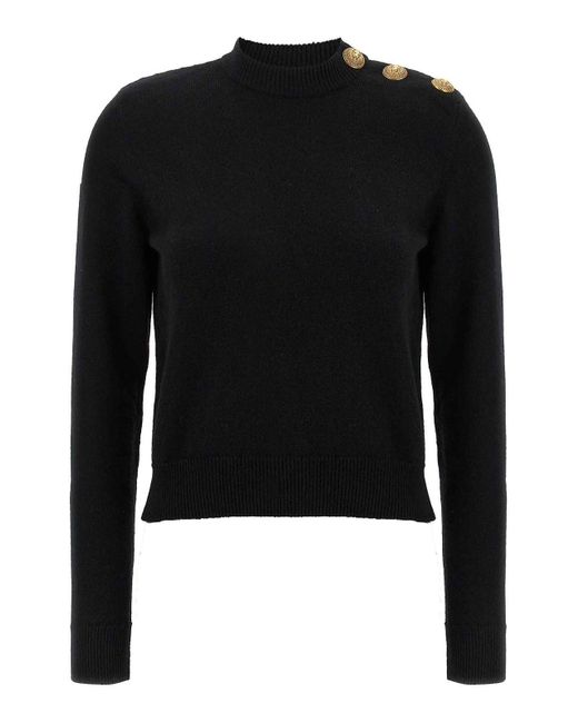 Balmain Black Eco-Cashmere Button Sweater