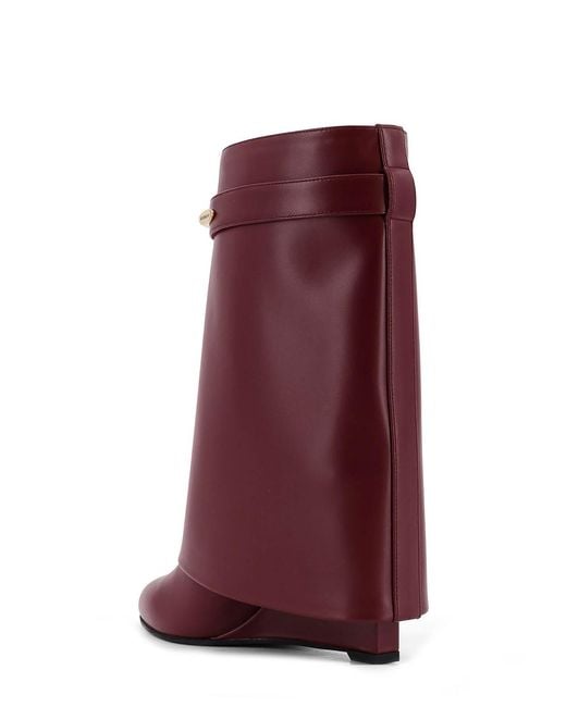 Givenchy Red Leather Wedge Knee-High Boots