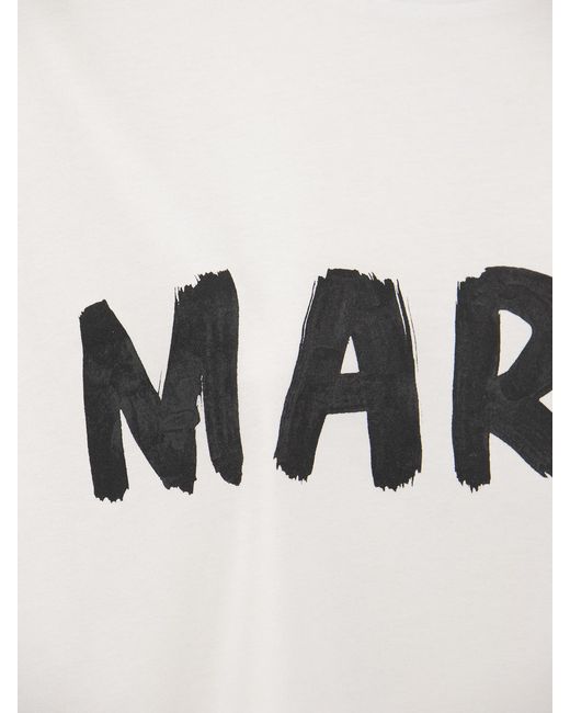 Marni White Cotton Jersey T-Shirt With Print
