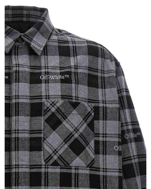 Off-White c/o Virgil Abloh Gray Check Flannel Padded Jacket for men