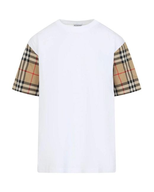 Burberry White Carrick Short Sleeves Check T-Shirt