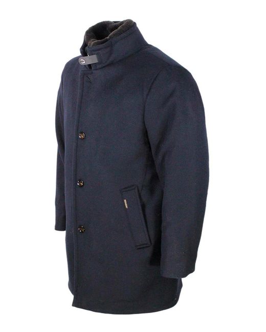 Moorer Blue Wool Blend Coat for men