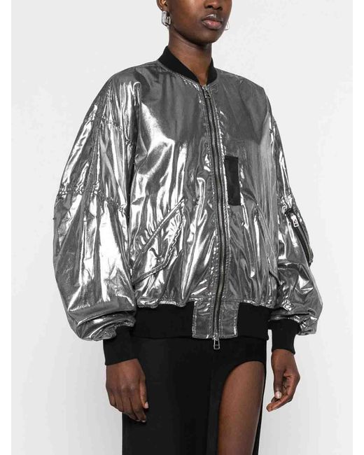 Junya Watanabe Gray Metallic Effect Bomber Jacket