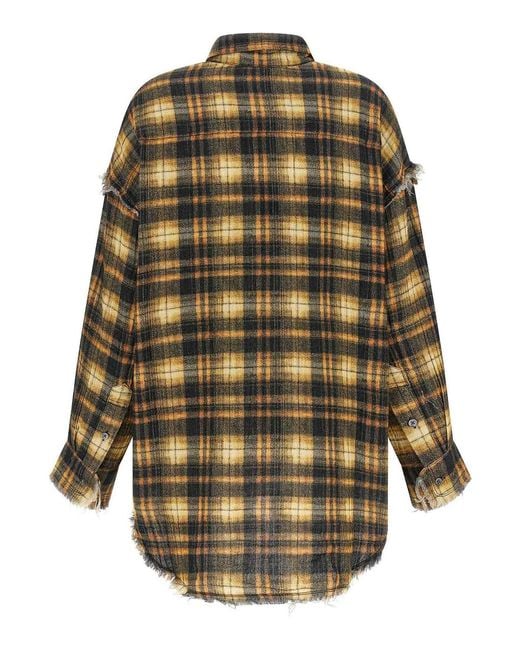 R13 Brown Raw Cut Hem Shirt