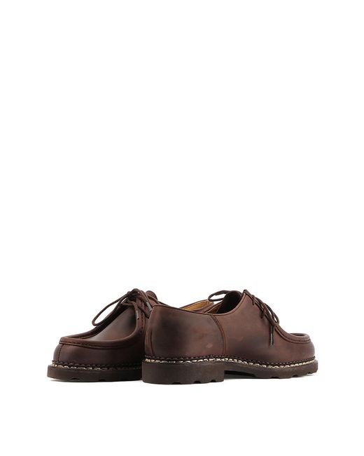 Paraboot Brown Leather Lace-Up Derby Shoes for men