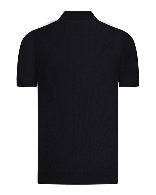 Nome Black Lightweight Perforated Knit Shirt for men