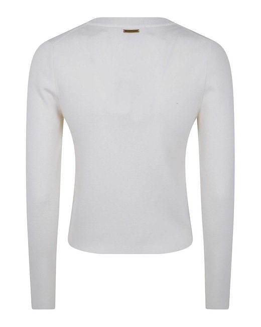 Michael Kors Blue Merino Rib Crewneck Cardigan