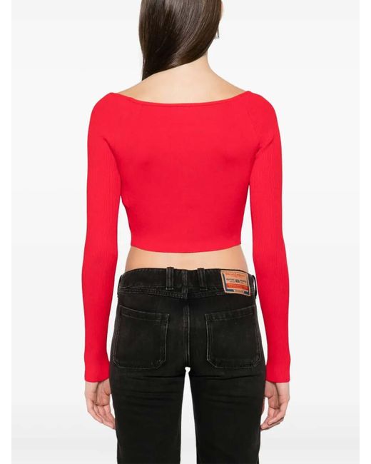 DIESEL Red 'M-Vera-Ls' Off-The-Shoulder Top