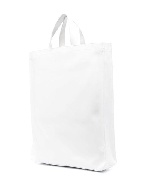 Acne White Logo Tote Bag for men