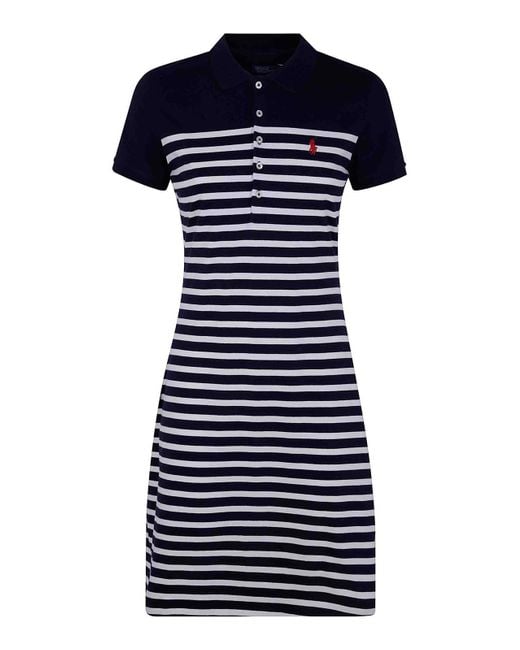 Polo Ralph Lauren Blue Stp Ff Pl Short Sleeve Day Dress