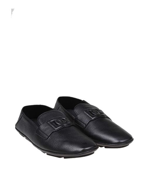 Dolce & Gabbana Black Leather Loafers for men