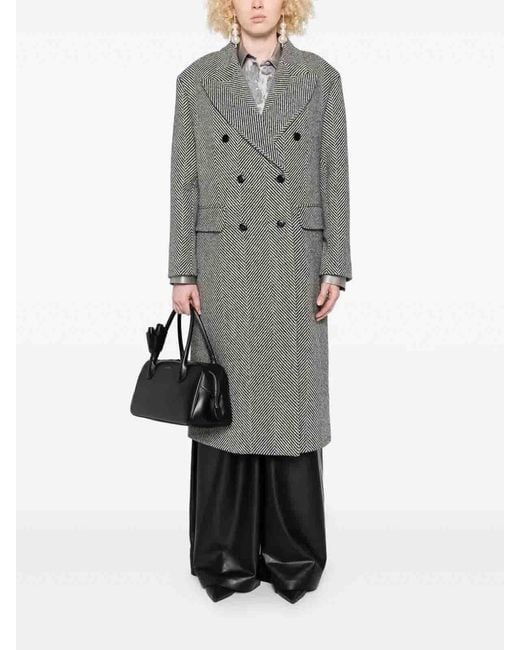 Ermanno Scervino Gray Double-Breasted Coat