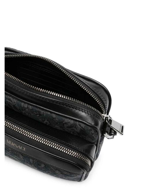 Versace Black Leather Bag for men