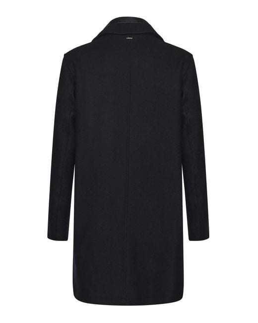 Herno Black Single-Breasted Wool Blend Coat for men