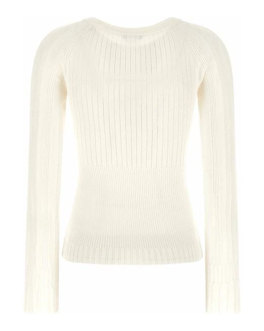 Balmain White 3 Buttons Sweater