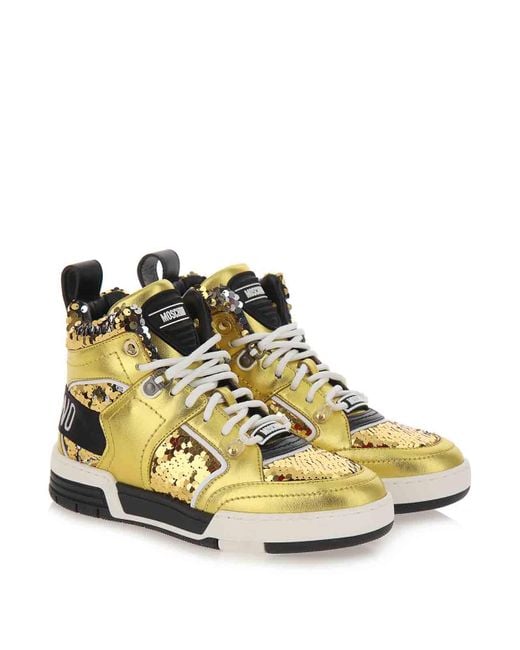 Moschino Metallic Sequin High Sneakers