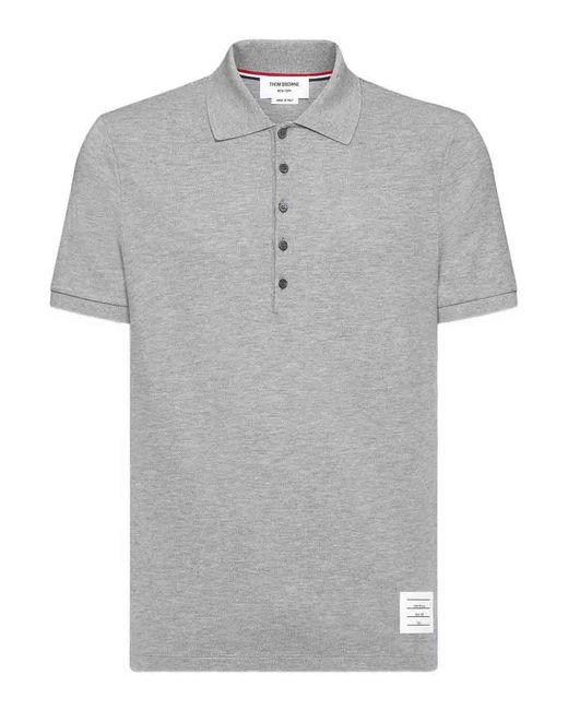 Thom Browne Gray Cotton Polo Shirt for men